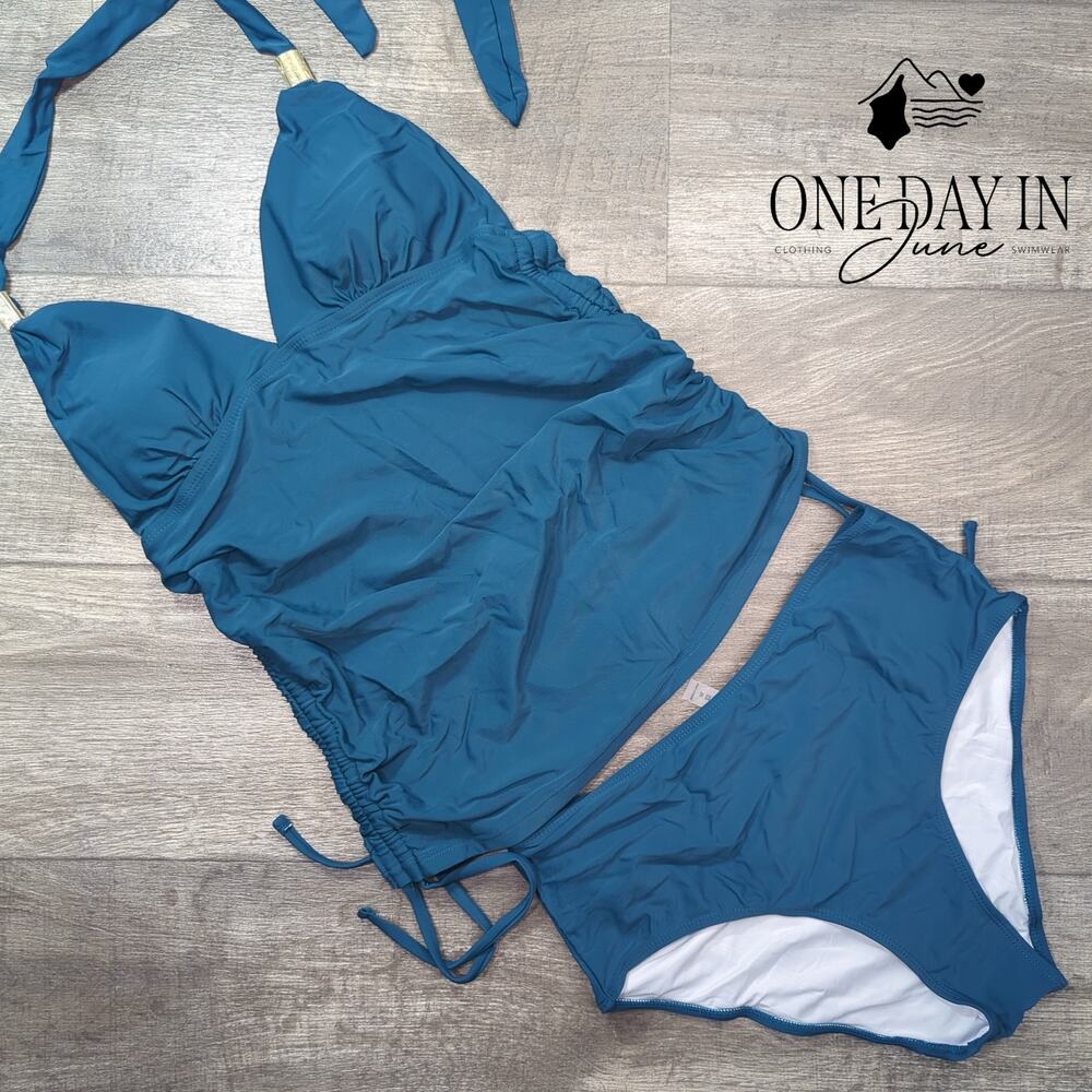 Aleumdr Halter Drawstring Bikini Swimsuit Size L